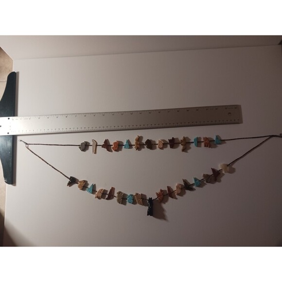 Zuni Fetish Heishi Two Stranded Multi-stone Necklace Black Bear Pendant Vintage - Picture 3 of 16